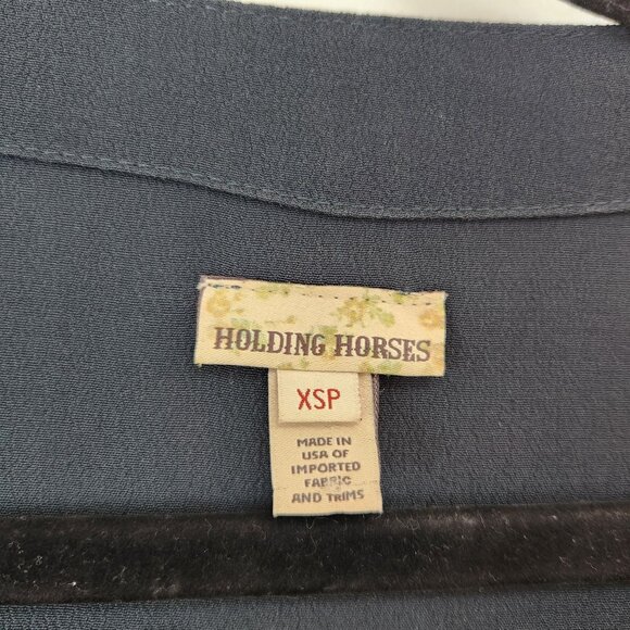 Holding Horses Anthropologie Deep Green Shift Dress Casual Western Petite XS - Picture 7 of 10